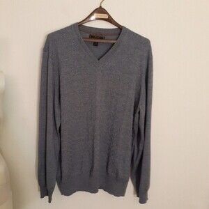 Jos. A Bank soft blue gray Merino wool sweater mens xl XXL v neck Joseph a bank
